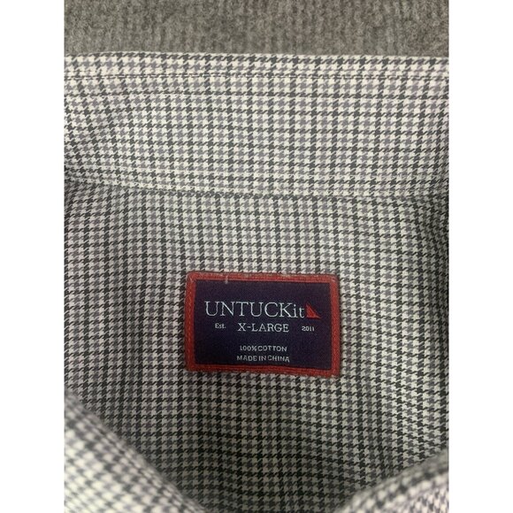 Untuckit Mens 100% Cotton Long Sleeve Button Up Shirt Size XL Gray/Blue/White - Picture 2 of 6
